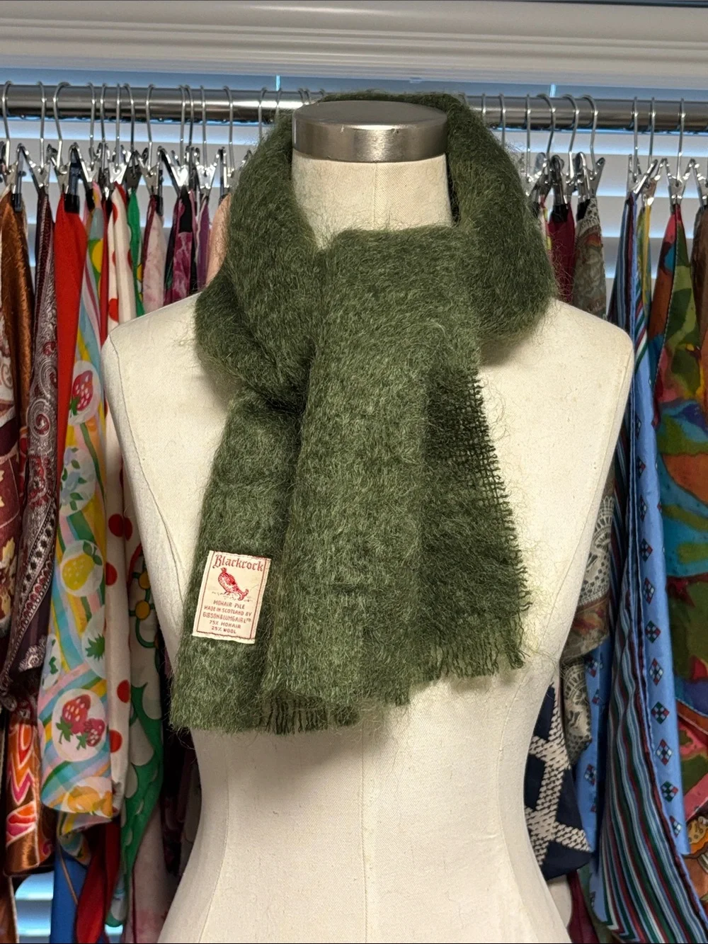 Vintage Blackcock mohair/wool jade color scarf